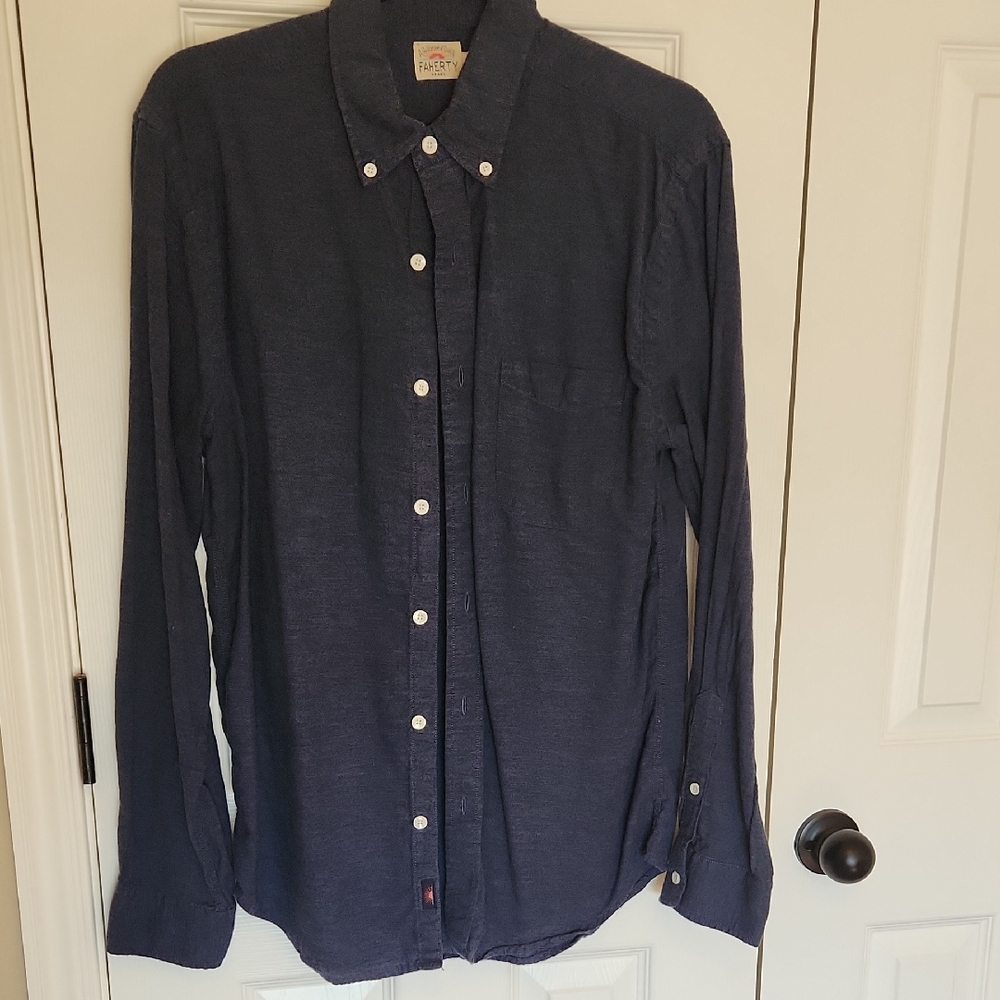 Faherty Dark Blue Button-Down Shirt